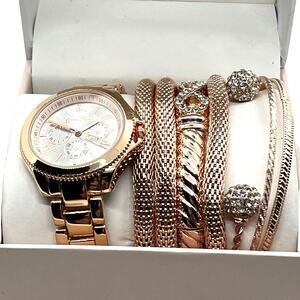 Jessica Carlyle Quartz Watch Bracelets Set Mega Rose Gold Stackable New in Box